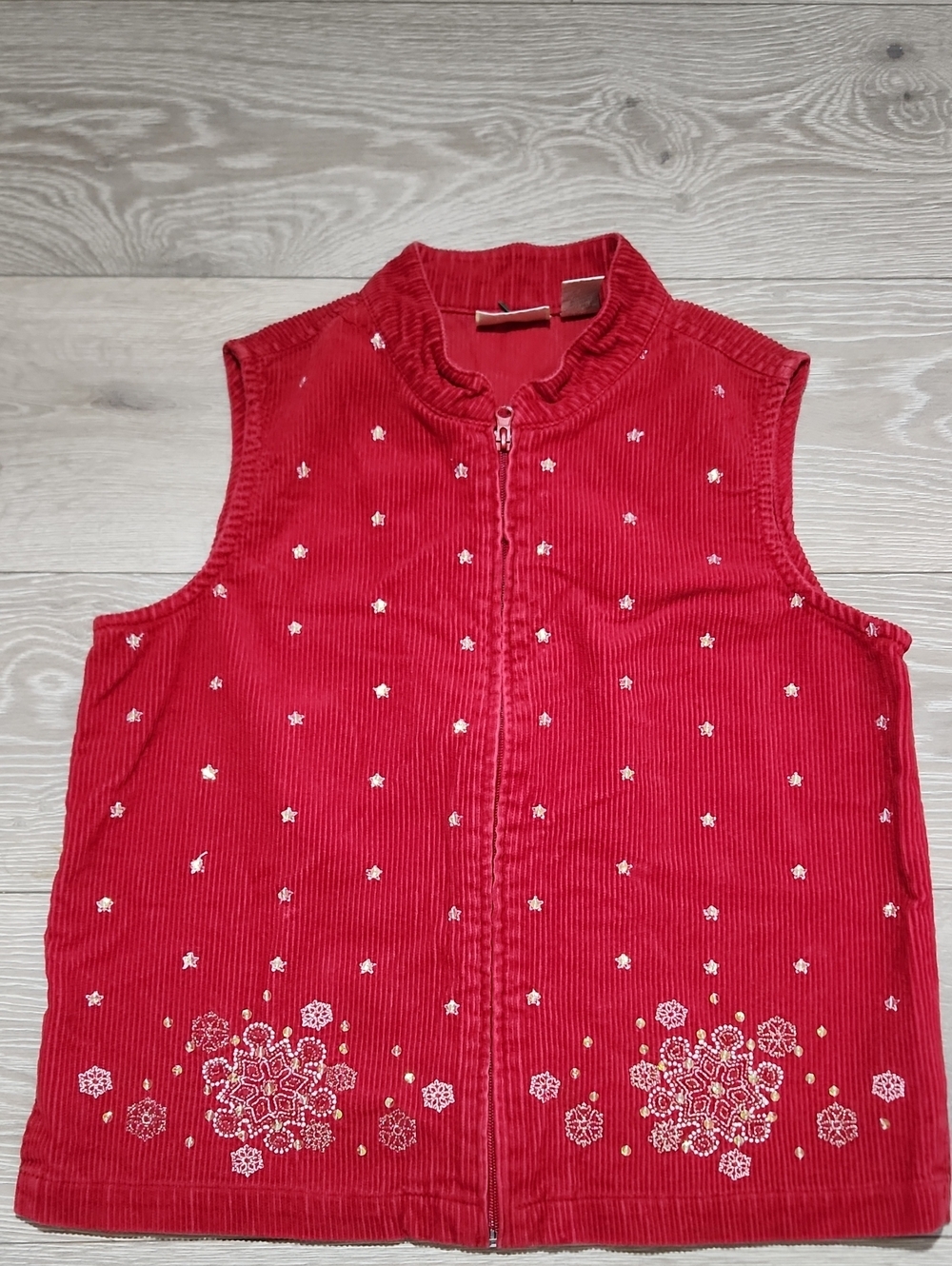 Vtg Baxter & Wells Corduroy Embroidered Snowflake Christmas Vest Size PS